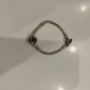 Pandora Metal Bracelet with Blue Charm